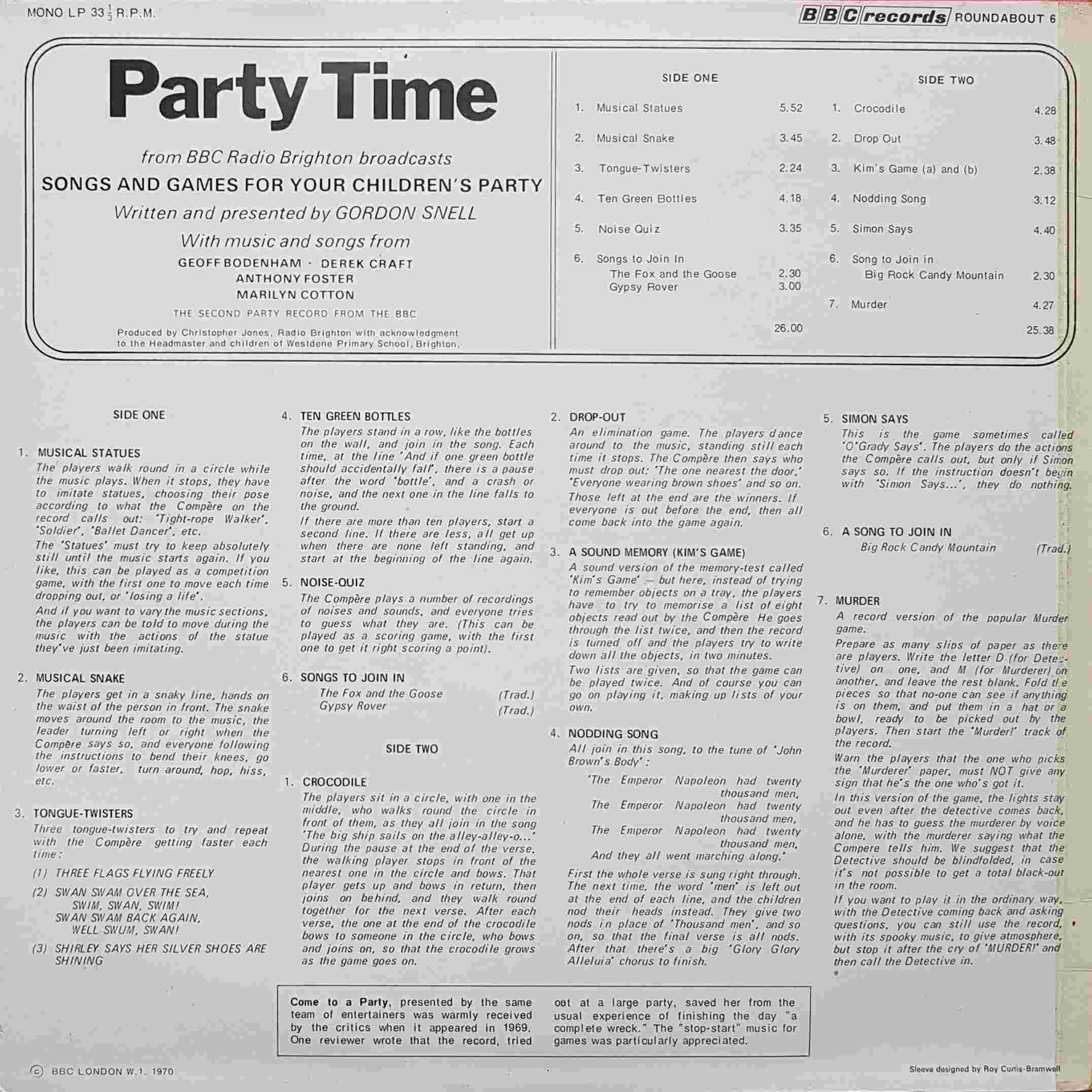 Picture of RBT 6 Party time by artist Gordon Snell from the BBC records and Tapes library